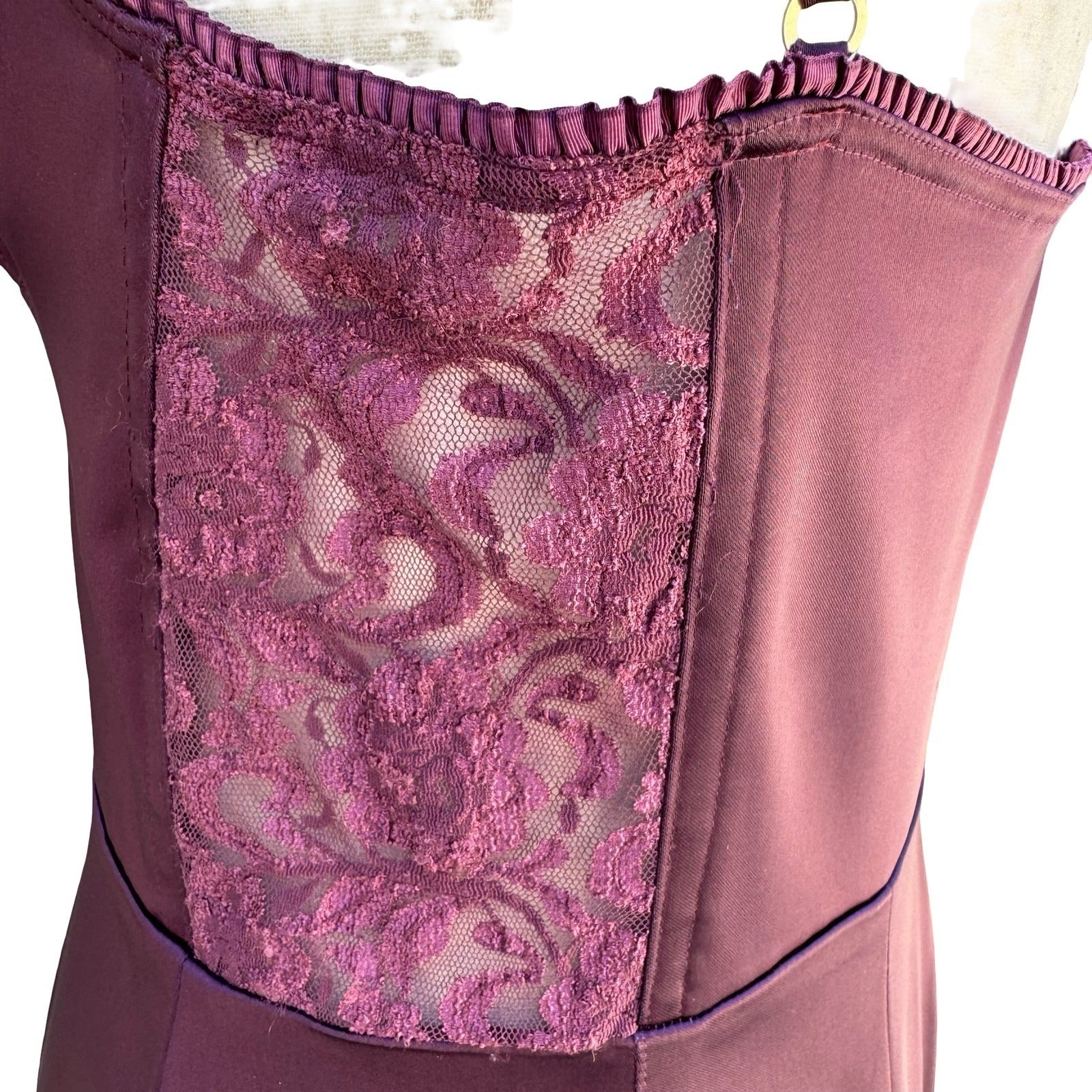 Betsey Johnson Plum Quilted Corset Bodycon Dress Lace Side Zip Witchy Gothic