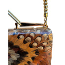 Switch Pheasant Feather Lucky Bag Vintage 60s 70s Accordian Style Chain Link Handbag 3 image