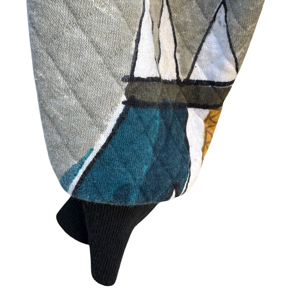 David Wayne Vintage Womens Quilted Geometric Print Retro Bomber Jacket Womens XL