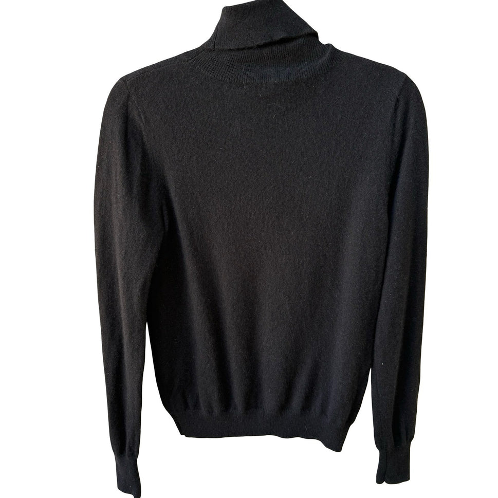 Karen Thomas 100% Cashmere Quiet Luxury Minimalist Preppy Turtleneck Sweater M