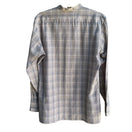 Switch ESM Vintage Mens Band Collar Button-Up Blue Brown Retro Preppy Plaid Shirt M 2 image