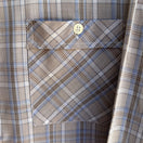 Switch ESM Vintage Mens Band Collar Button-Up Blue Brown Retro Preppy Plaid Shirt M 3 image