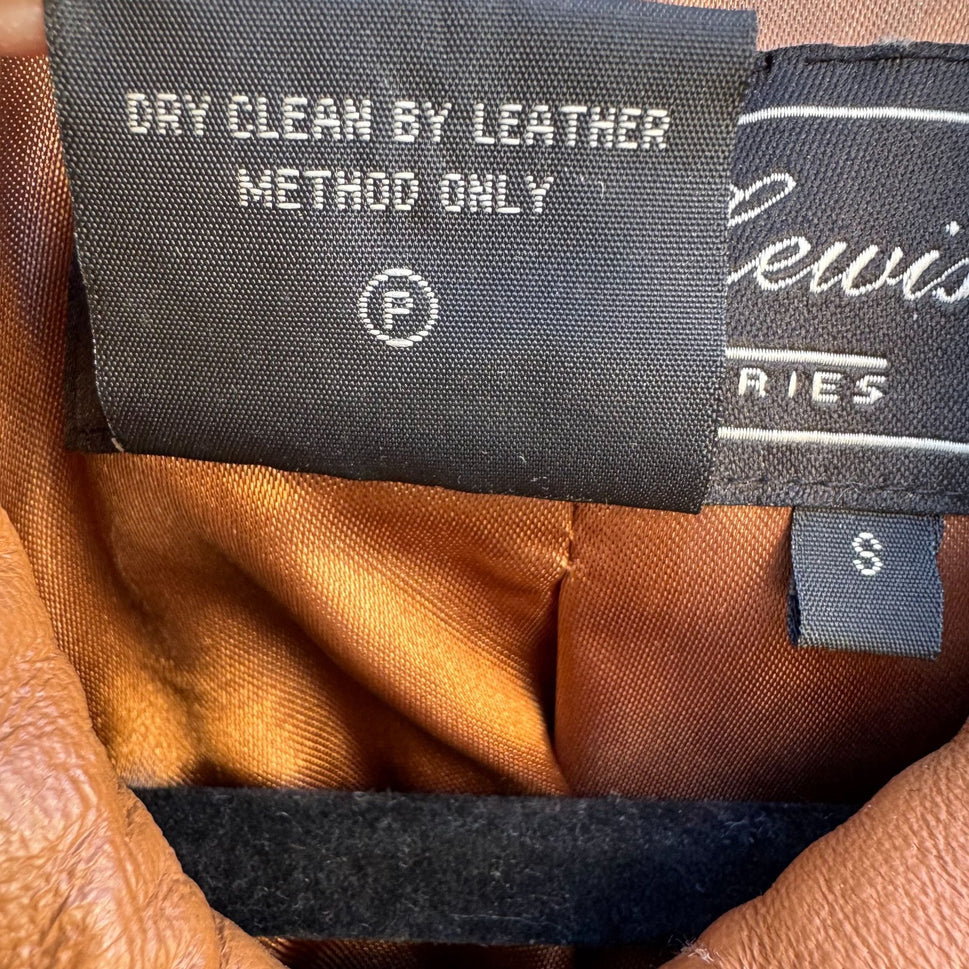 Terry Lewis Vintage Womens Leather Brown Double-Breasted Belted Trench Coat S