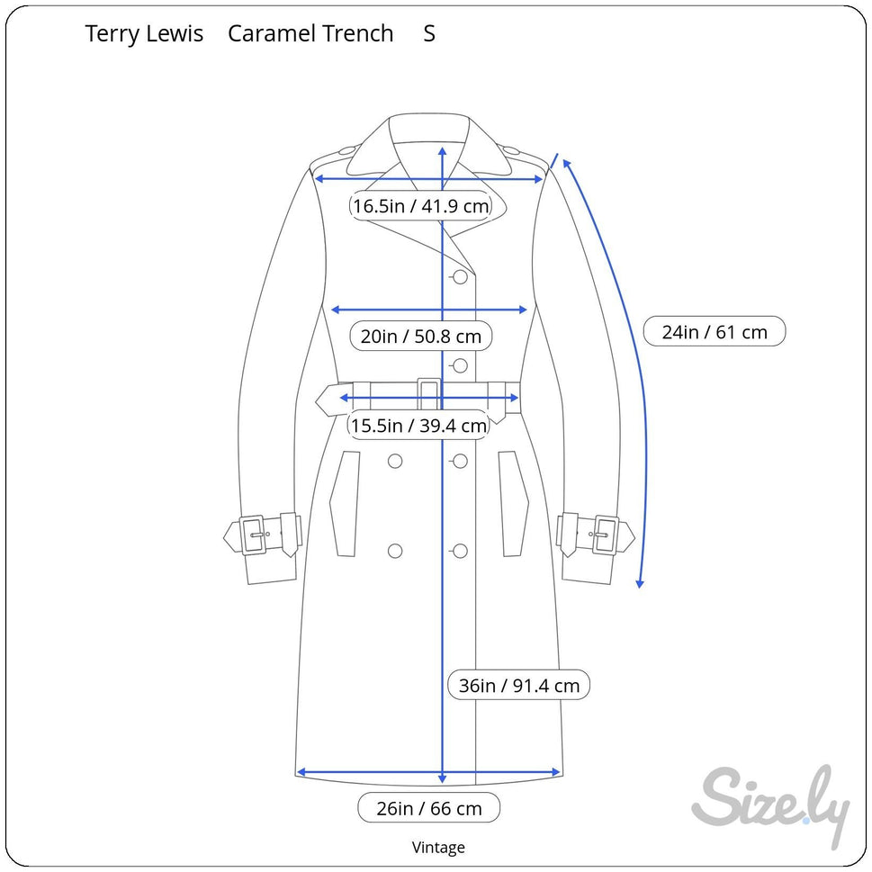 Terry Lewis Vintage Womens Leather Brown Double-Breasted Belted Trench Coat S