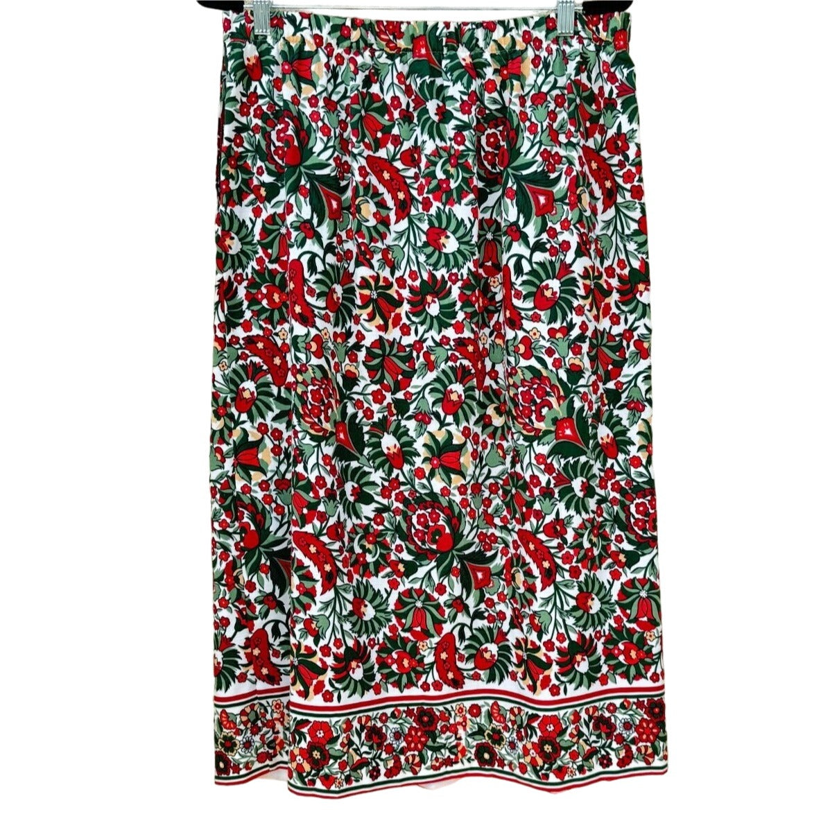 Lucia Vintage Pleated Waist Full Floral Prairie Boho Cottage Midi Skirt - 14