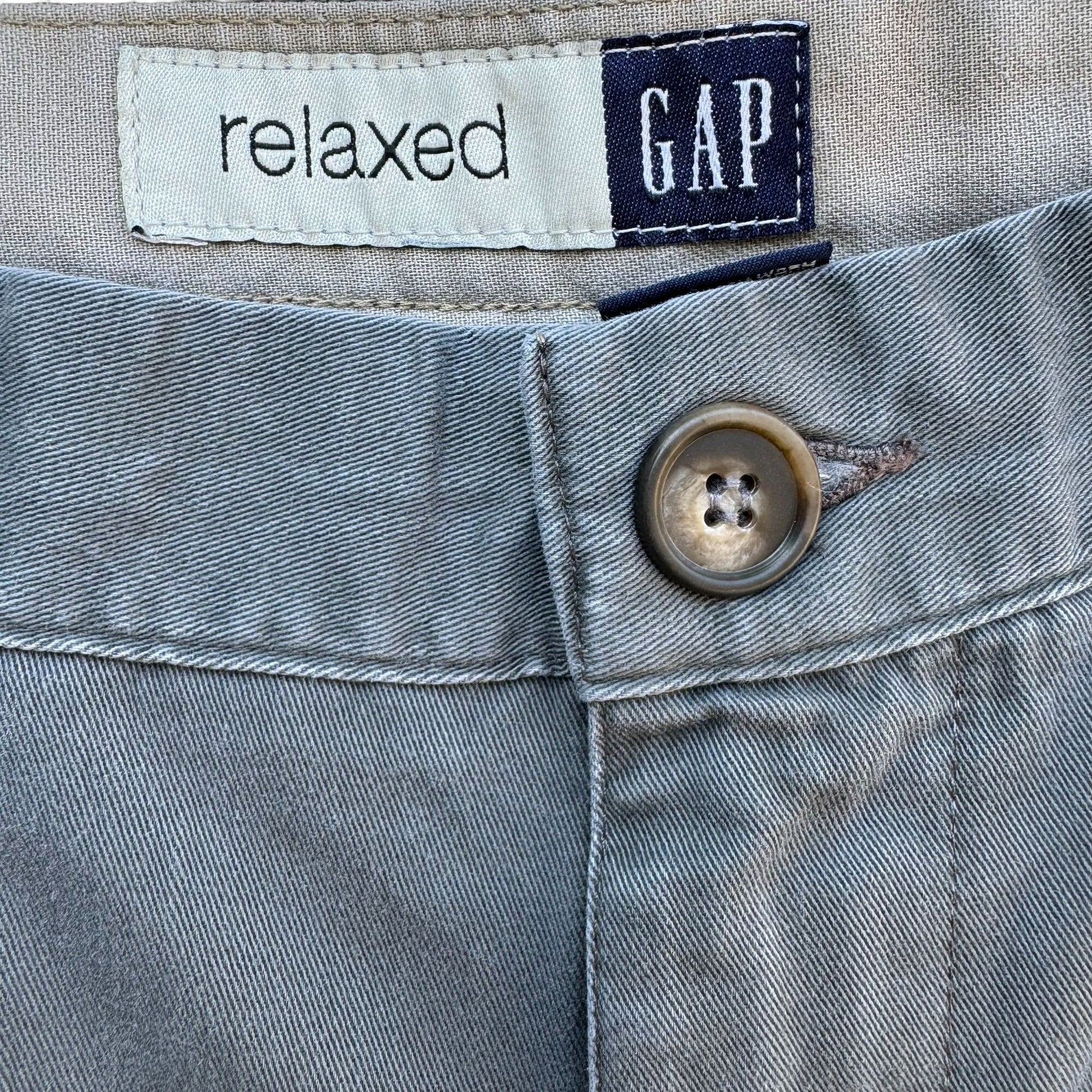 Gap Mens Relaxed Fit Flat Front Gray Straight Leg All Cotton Zip Pants Chinos 32