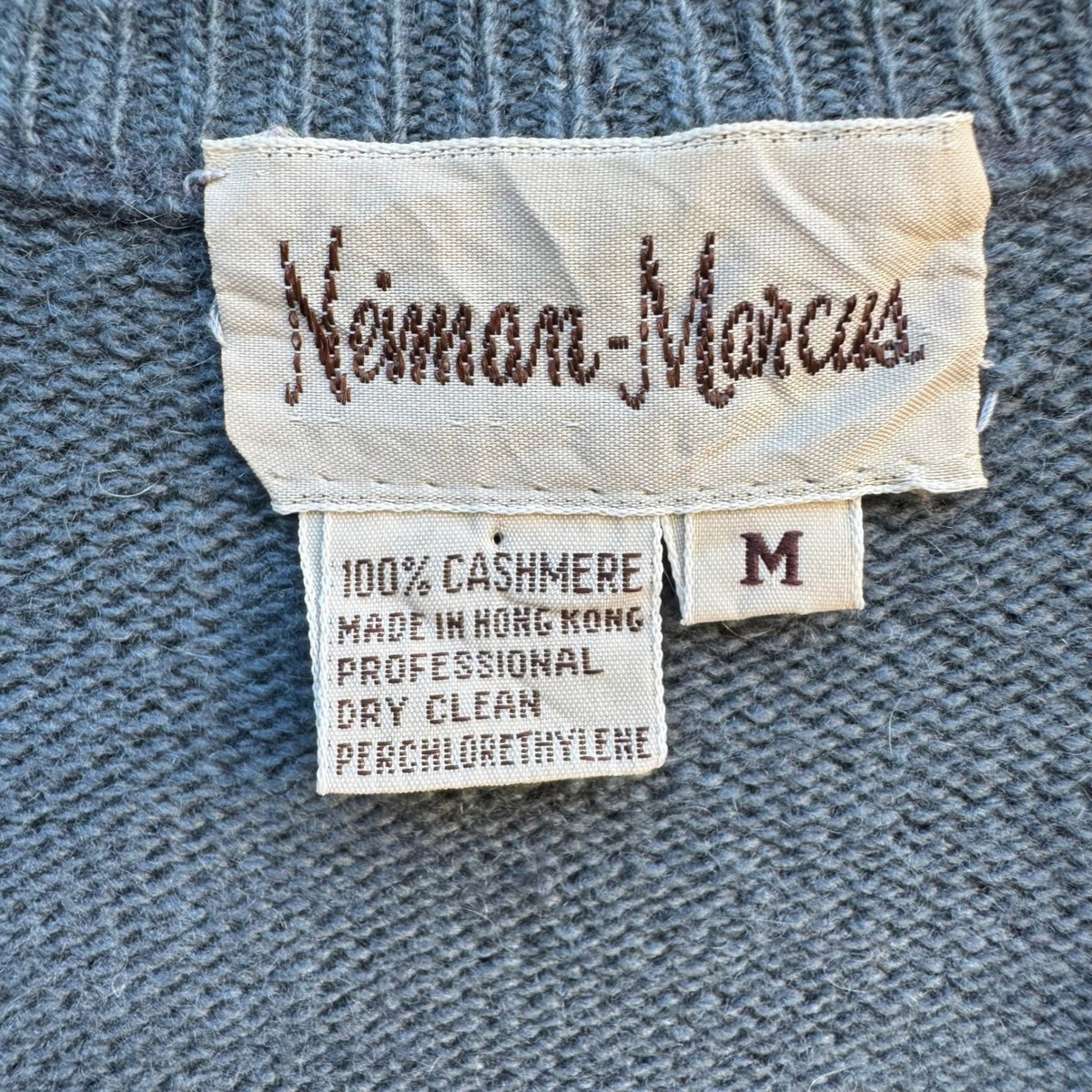 Neiman Marcus Vintage Cashmere Quiet Luxury Old Money Open Front Cardigan Blue M