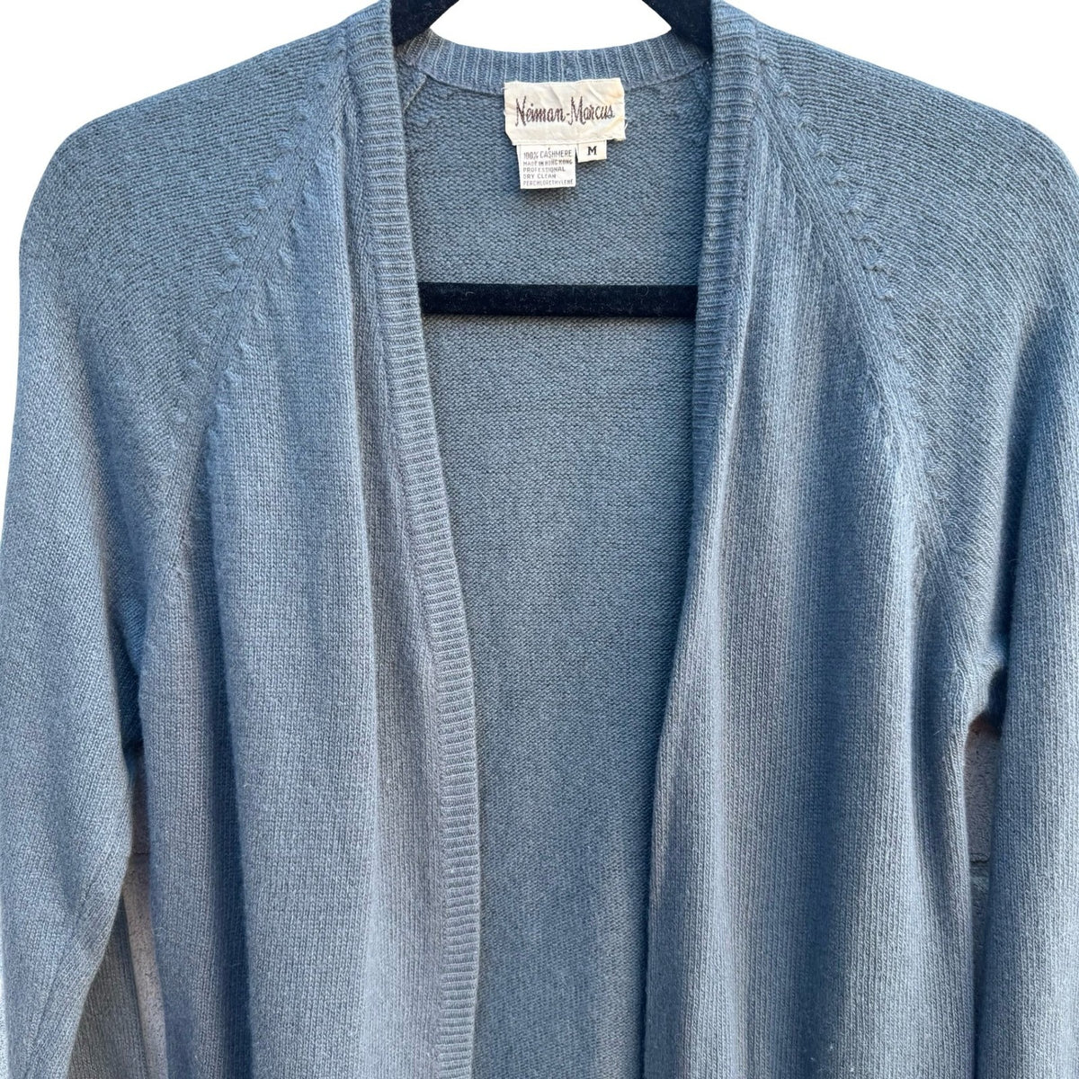 Neiman Marcus Vintage Cashmere Quiet Luxury Old Money Open Front Cardigan Blue M