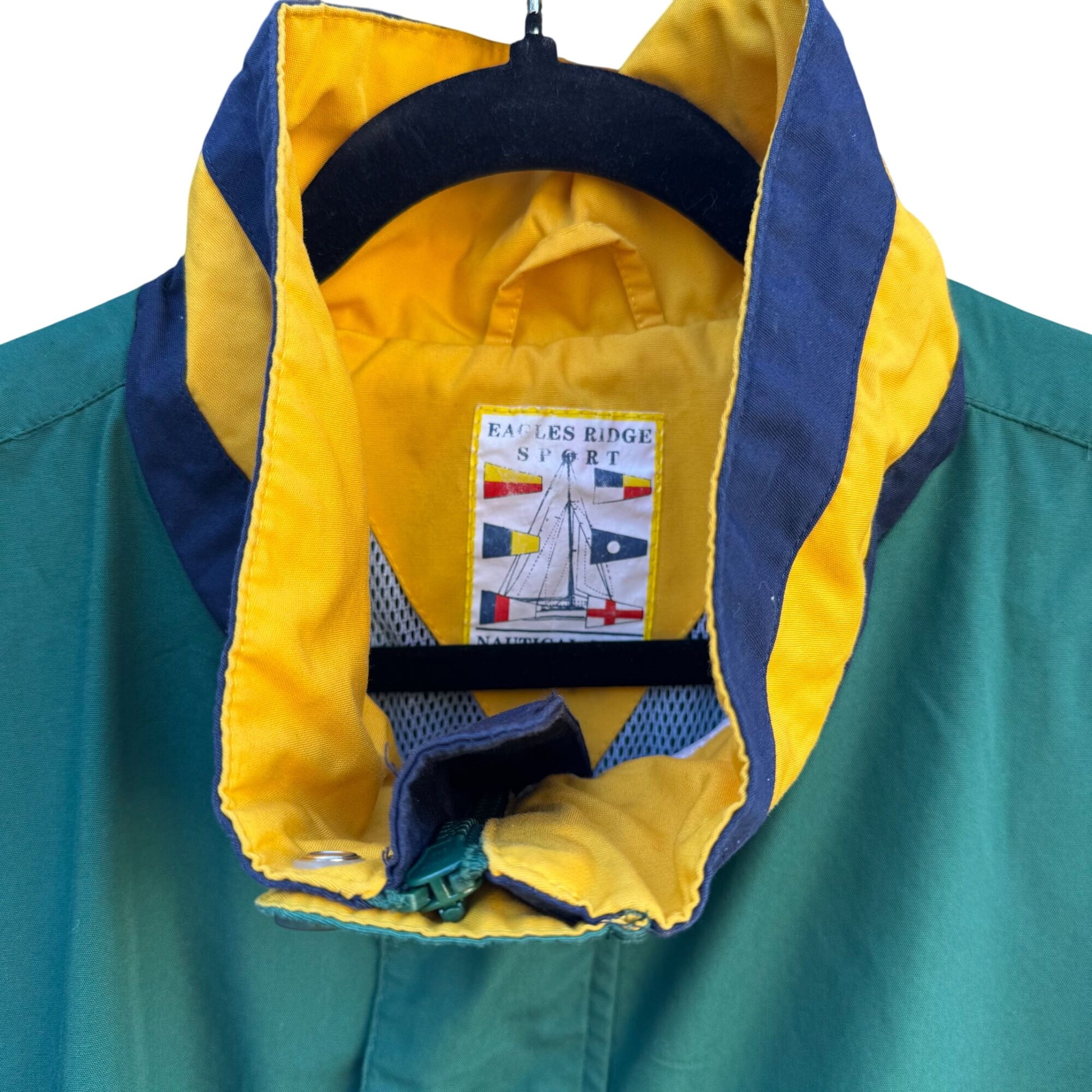Eagles Ridge Sport Vintage 80s Mens Preppy Nautical Gear Green Yellow Jacket XL