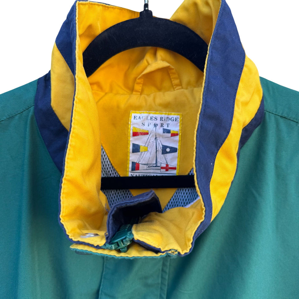 Eagles Ridge Sport Vintage 80s Mens Preppy Nautical Gear Green Yellow Jacket XL