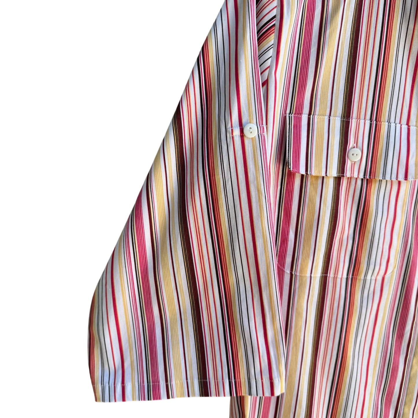 Yves St Clair Womens Pink Striped Short Sleeve Roll Tab Button-Up Stretch Shirt
