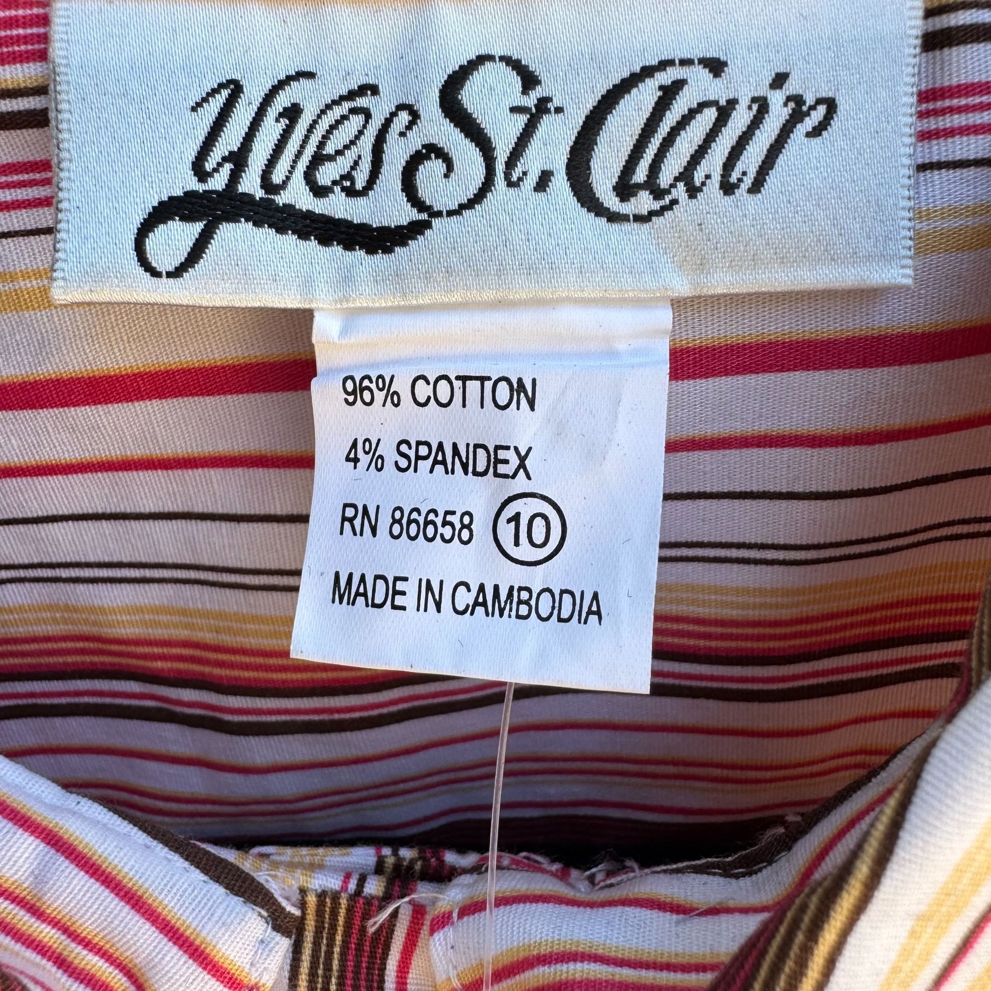 Yves St Clair Womens Pink Striped Short Sleeve Roll Tab Button-Up Stretch Shirt