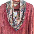 Switch Live and Let Live Boho Romantic Peplum Top Teaberry Paisley Scarf Lace 2X NWT 3 image