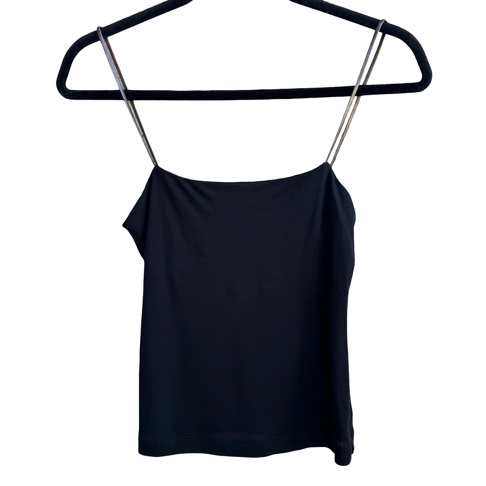 Parallel Y2K Minimalist Camisole Snake Chain Metal Strap Cami Tank Top Black XS