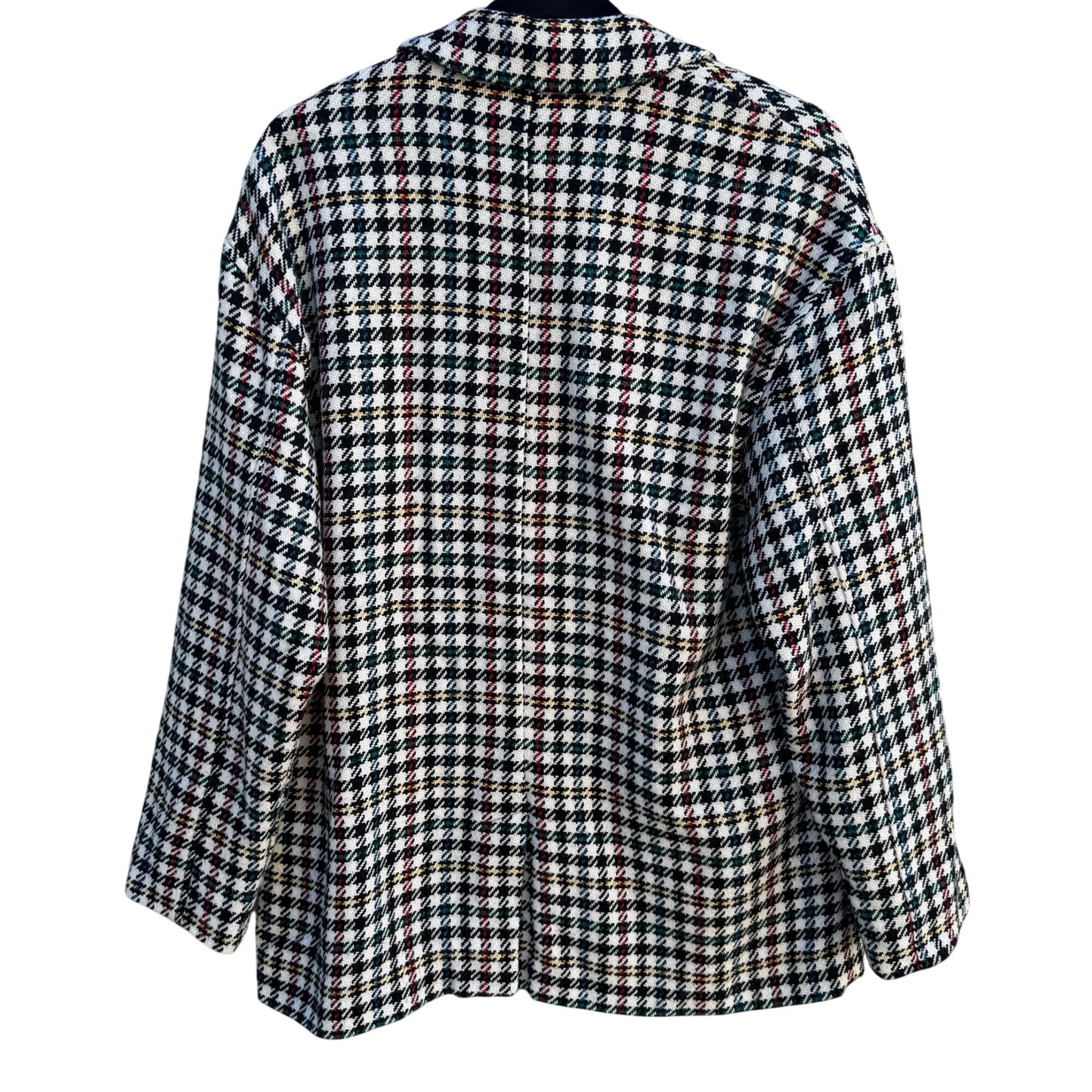 Trf Outerwear Zara Vintage-Style Plaid Blazer Coat S-M Houndstooth Wool Blend