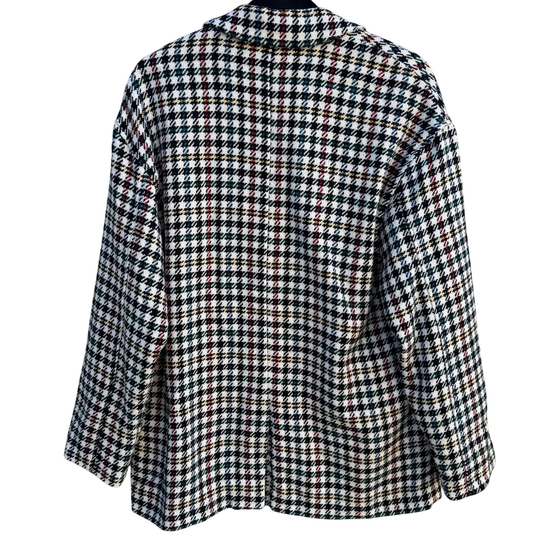 Trf Outerwear Zara Vintage-Style Plaid Blazer Coat S-M Houndstooth Wool Blend