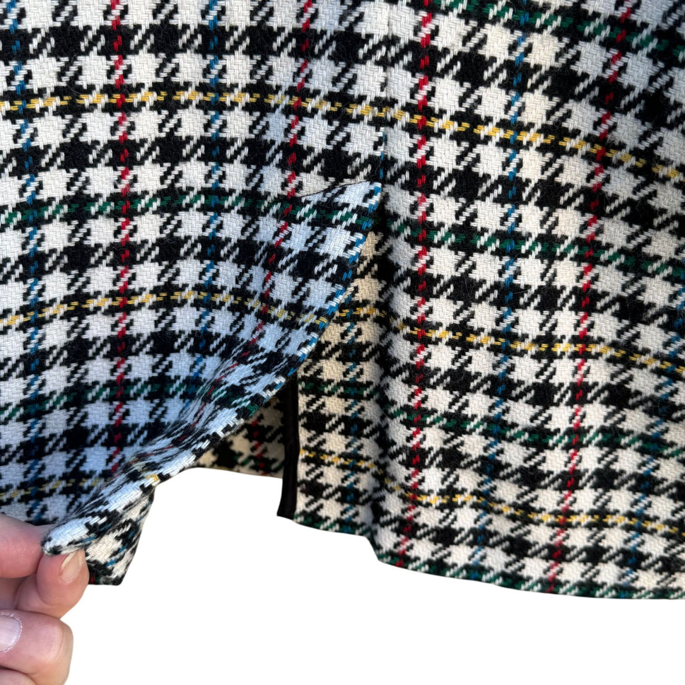 Trf Outerwear Zara Vintage-Style Plaid Blazer Coat S-M Houndstooth Wool Blend