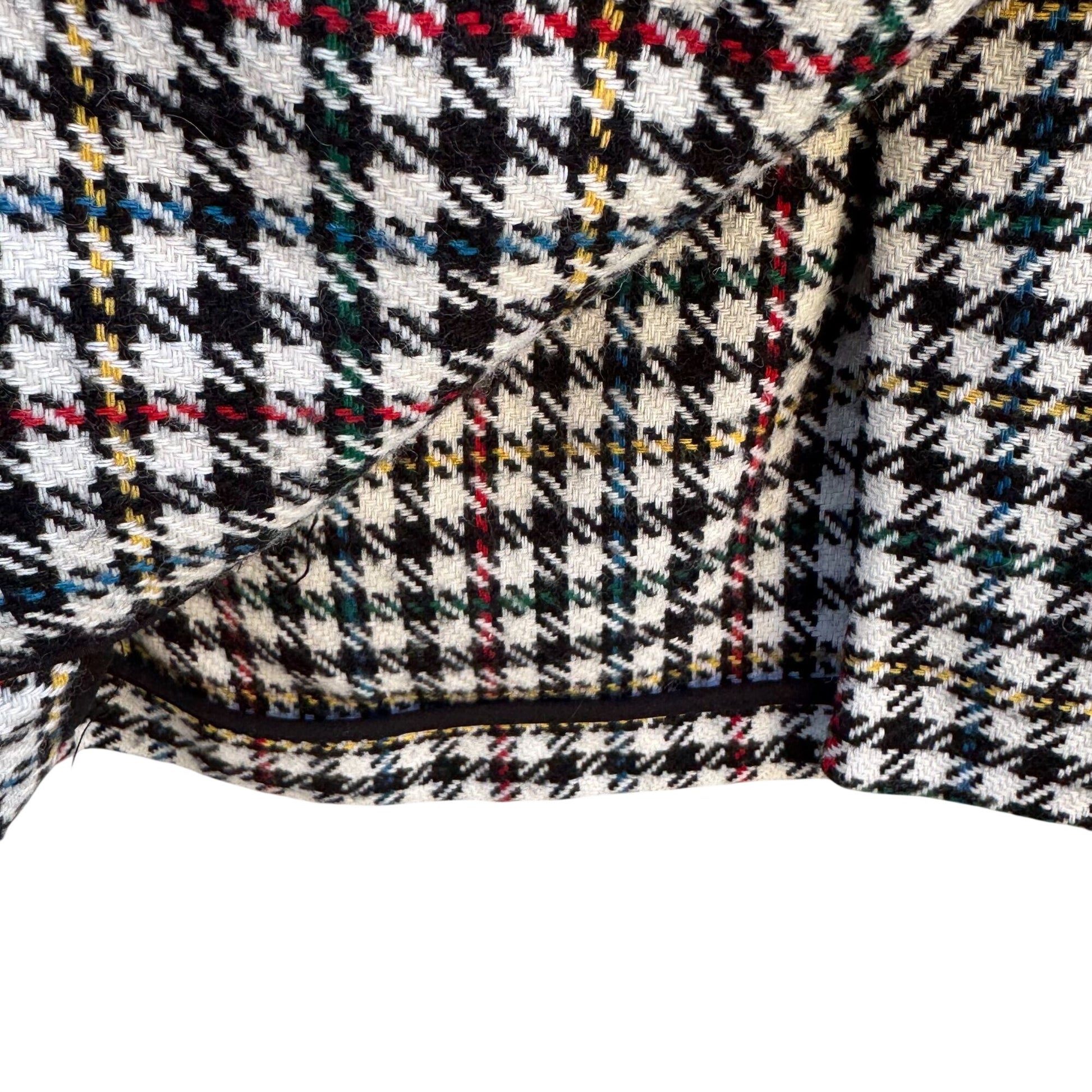 Trf Outerwear Zara Vintage-Style Plaid Blazer Coat S-M Houndstooth Wool Blend