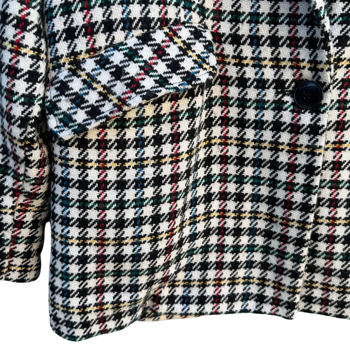 Trf Outerwear Zara Vintage-Style Plaid Blazer Coat S-M Houndstooth Wool Blend