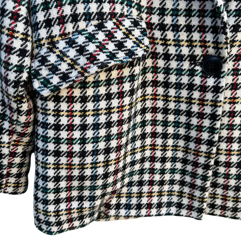 Trf Outerwear Zara Vintage-Style Plaid Blazer Coat S-M Houndstooth Wool Blend