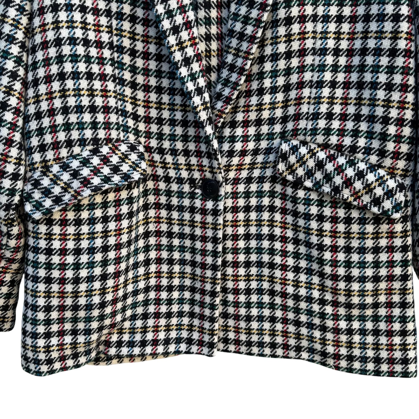 Trf Outerwear Zara Vintage-Style Plaid Blazer Coat S-M Houndstooth Wool Blend