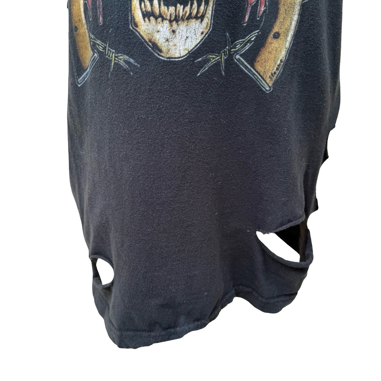 Bravado Guns N Roses Distressed Muscle Rocker Grunge Tee Skull Thrashed Shredded