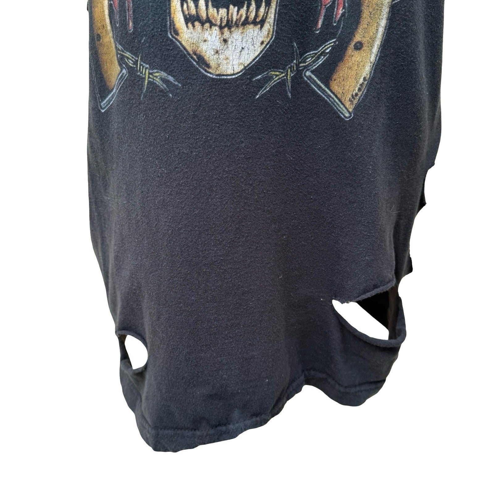 Bravado Guns N Roses Distressed Muscle Rocker Grunge Tee Skull Thrashed Shredded