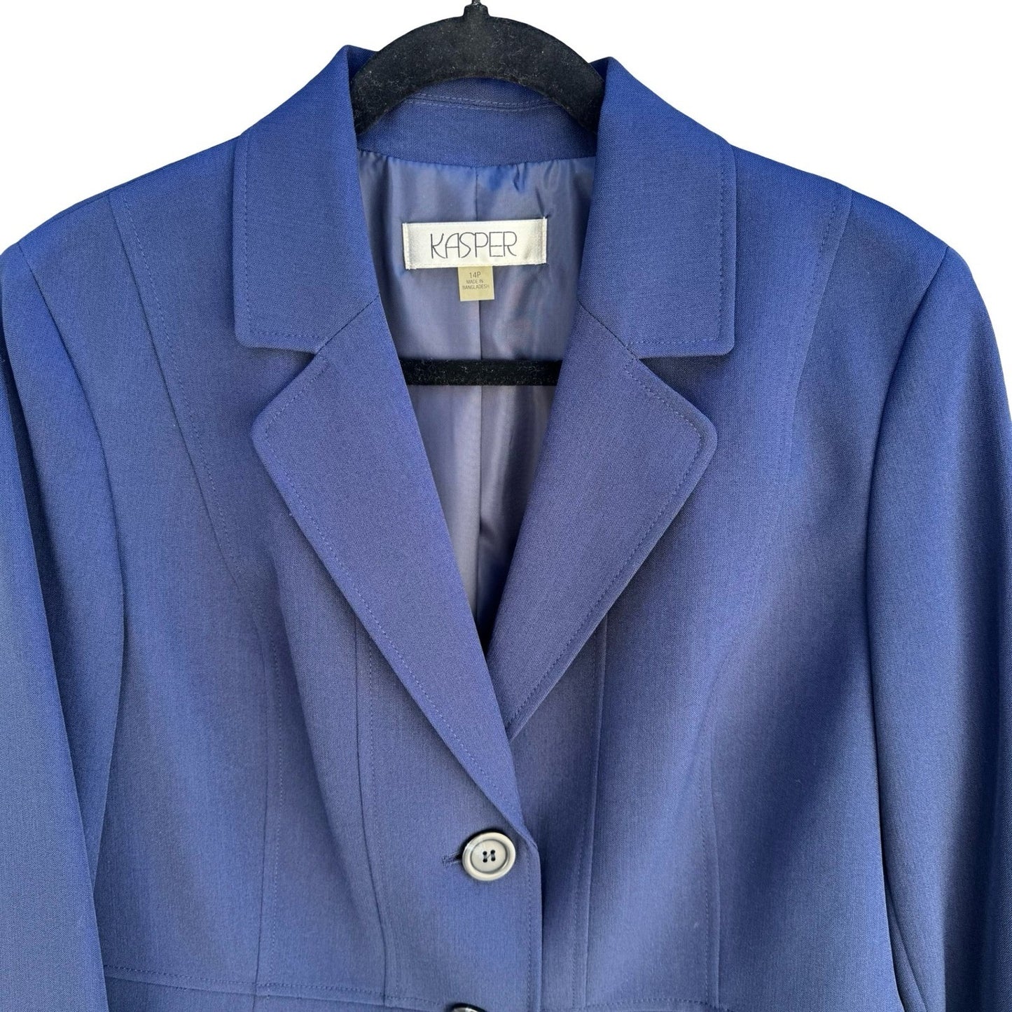 Kasper Tailored Professional Workwear Blazer Jacket Indigo Blue Womens 14P New