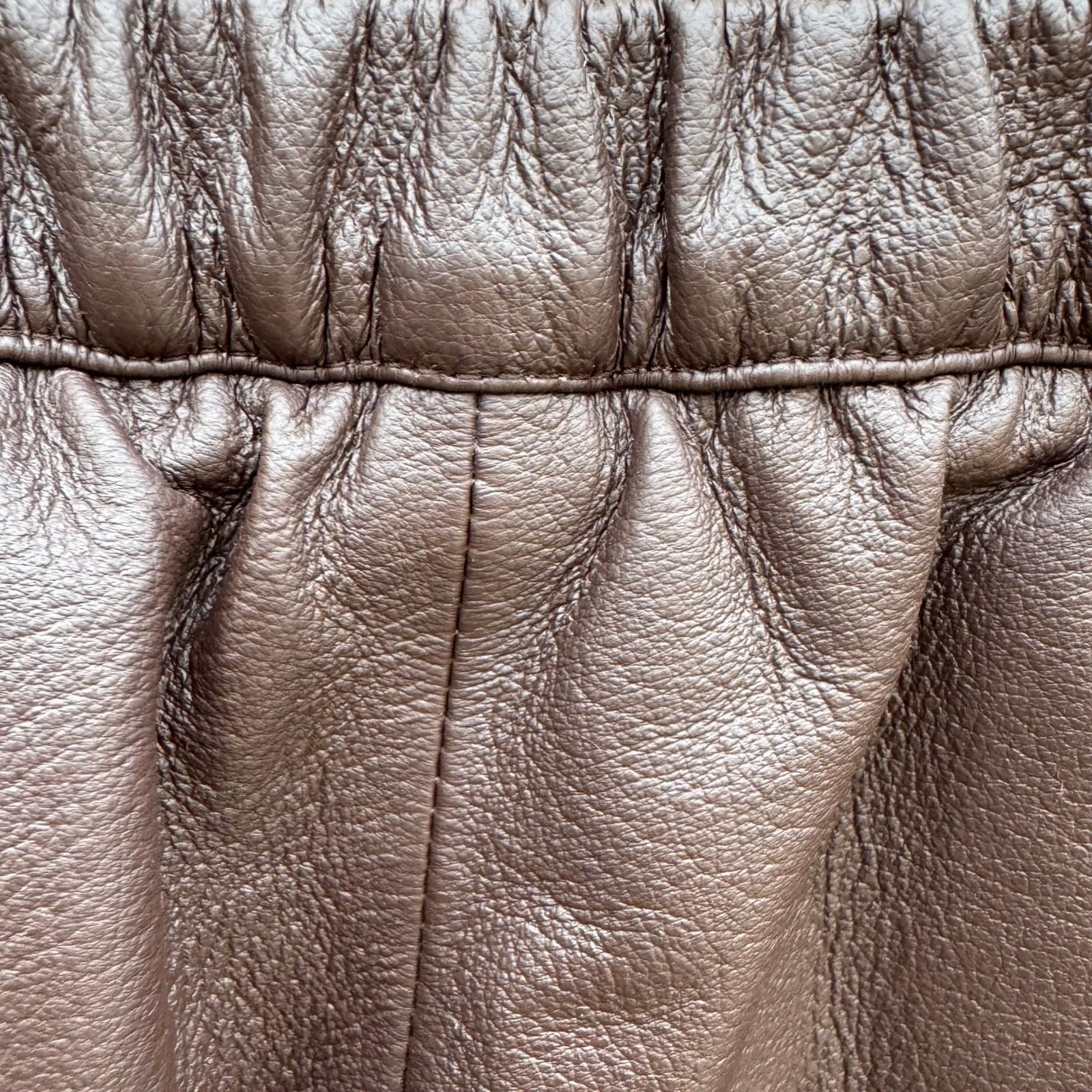 Terry Lewis Brown Leather Midi Skirt Diamond Suede Patchwork Hem Womens 6 77025