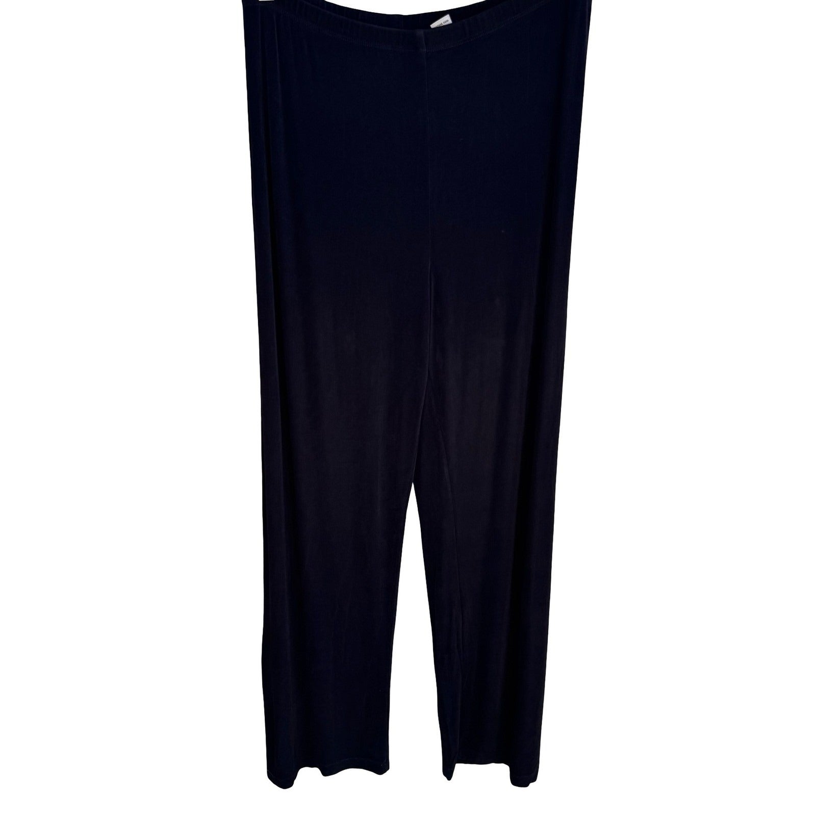 Chicos Travelers Minimalist Black Slinky Knit Wide Leg Pants High Rise Size 1
