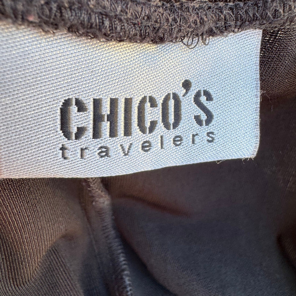 Chicos Travelers Minimalist Black Slinky Knit Wide Leg Pants High Rise Size 1