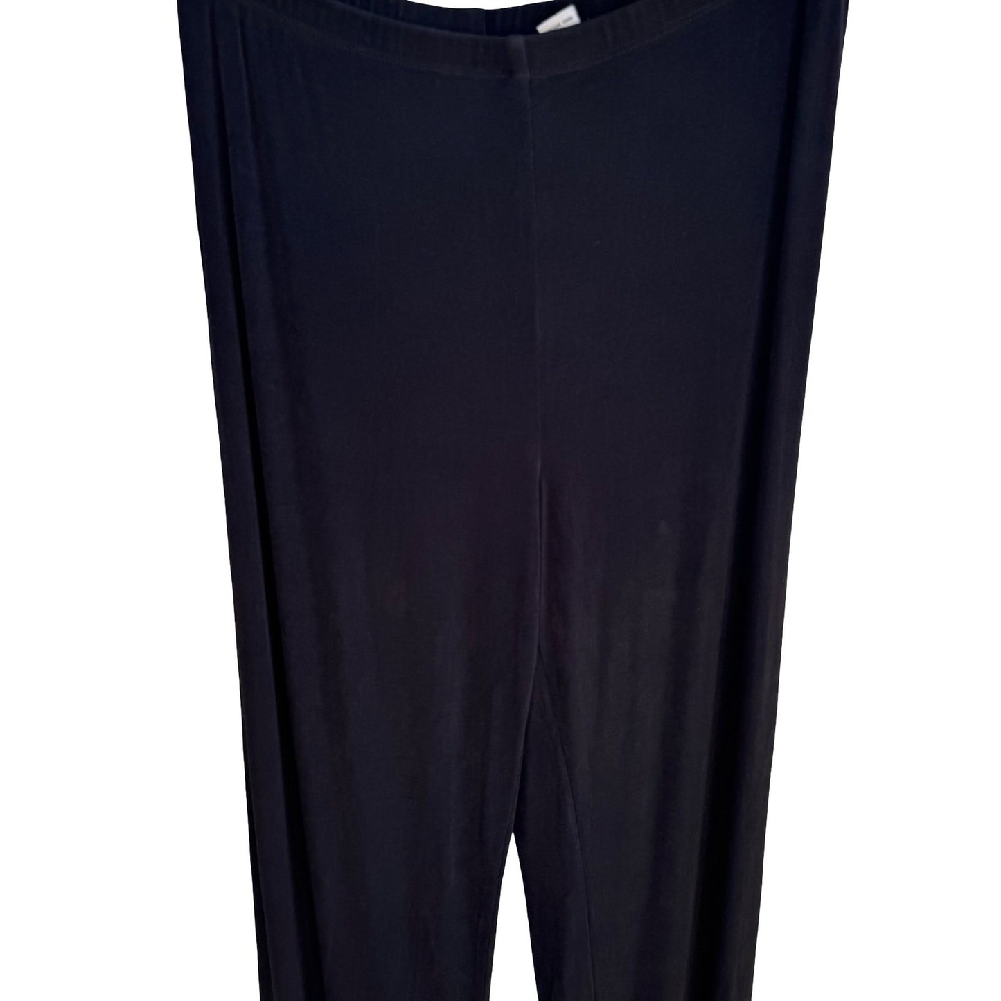Chicos Travelers Minimalist Black Slinky Knit Wide Leg Pants High Rise Size 1