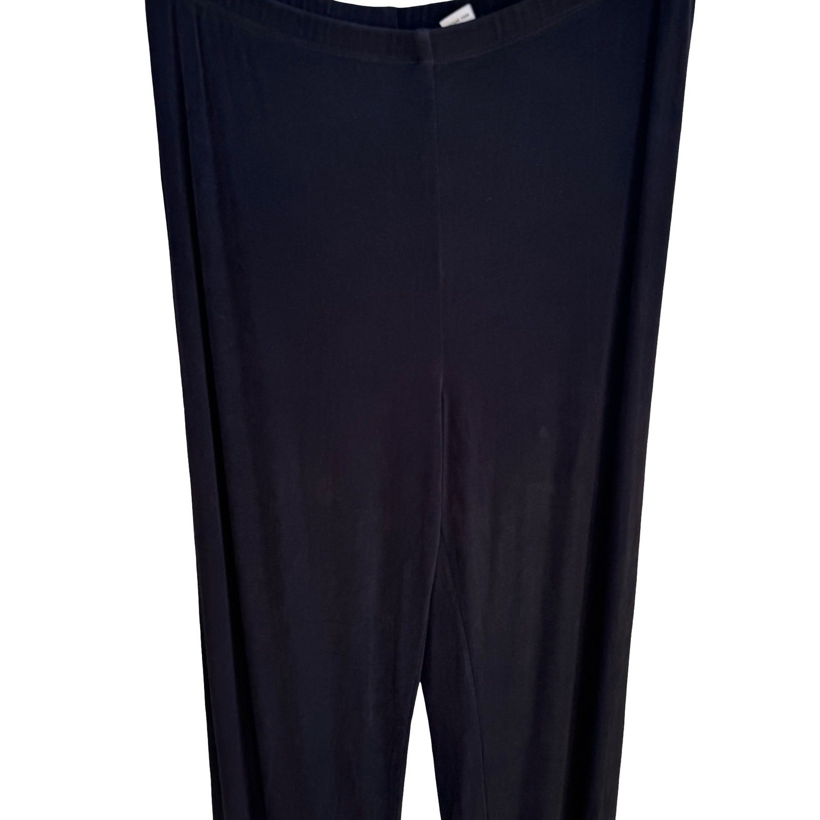Chicos Travelers Minimalist Black Slinky Knit Wide Leg Pants High Rise Size 1