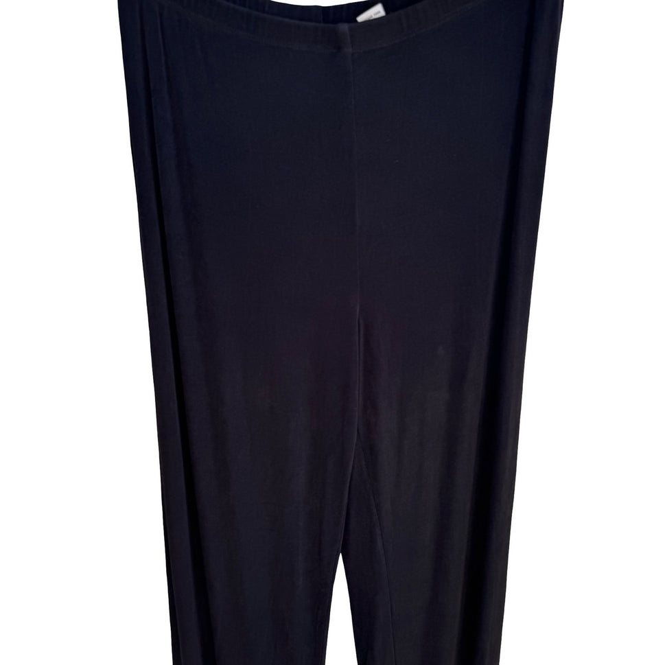Chicos Travelers Minimalist Black Slinky Knit Wide Leg Pants High Rise Size 1
