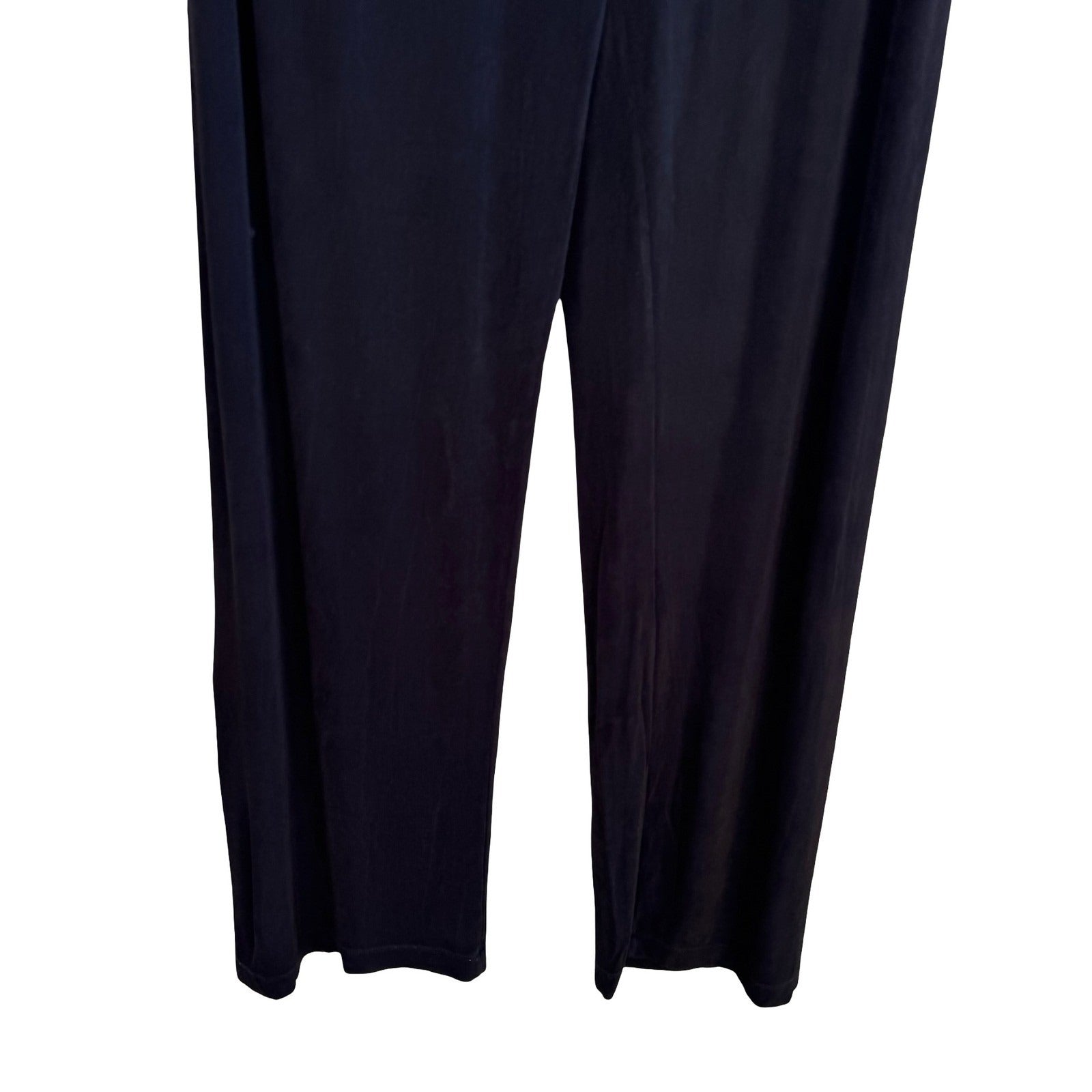 Chicos Travelers Minimalist Black Slinky Knit Wide Leg Pants High Rise Size 1