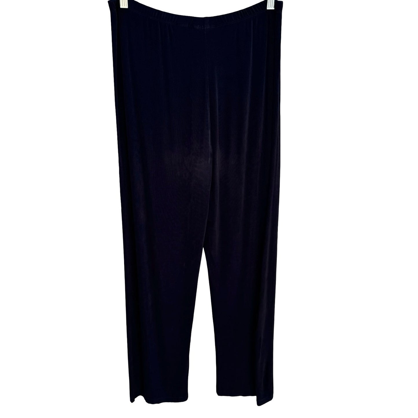 Chicos Travelers Minimalist Black Slinky Knit Wide Leg Pants High Rise Size 1