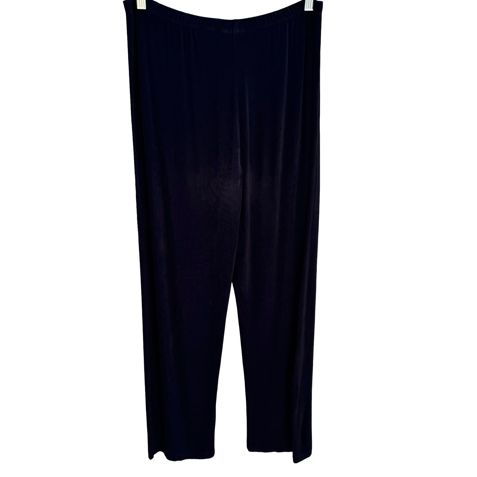 Chicos Travelers Minimalist Black Slinky Knit Wide Leg Pants High Rise Size 1