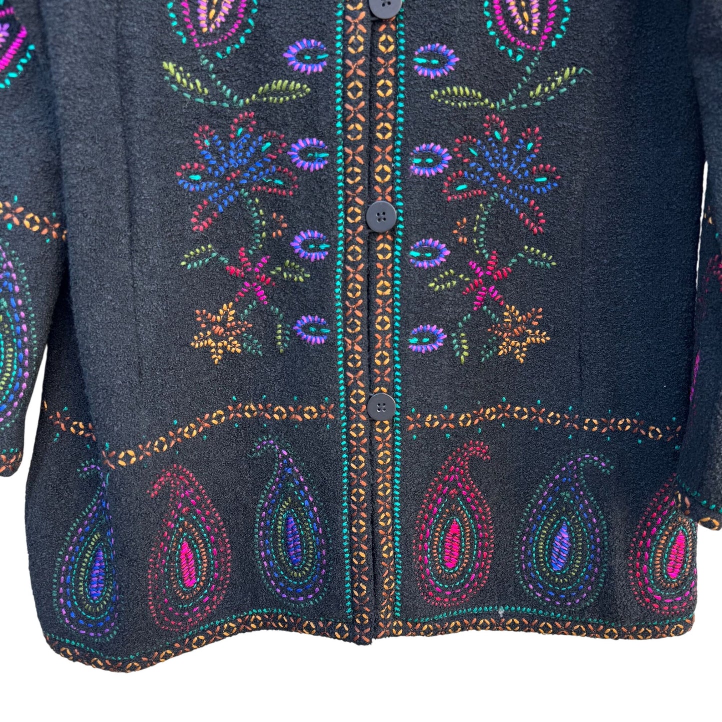 Linea By Louis Dell'Olio Black Embroidered Cardigan Jacket S Wool Blend New Tags