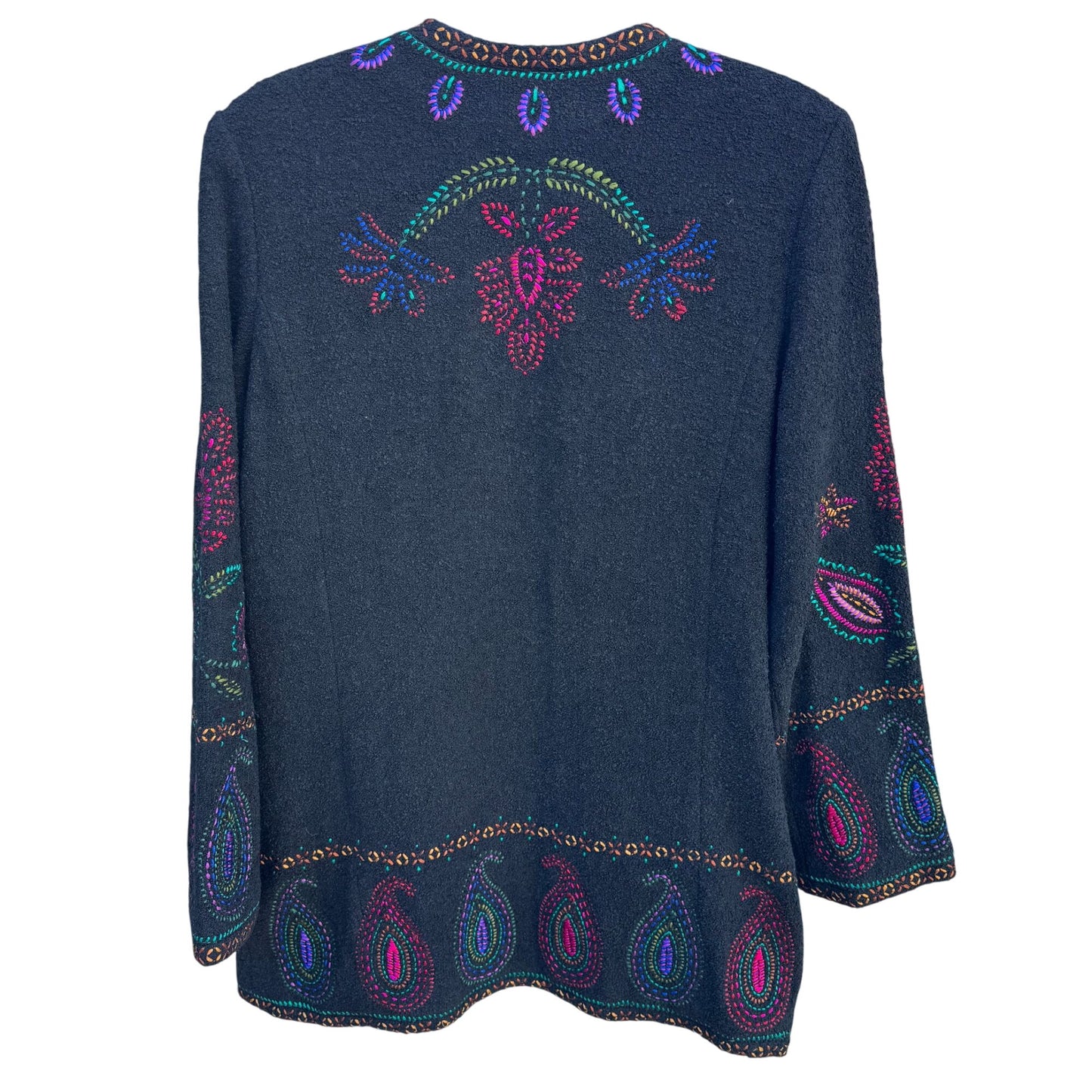 Linea By Louis Dell'Olio Black Embroidered Cardigan Jacket S Wool Blend New Tags