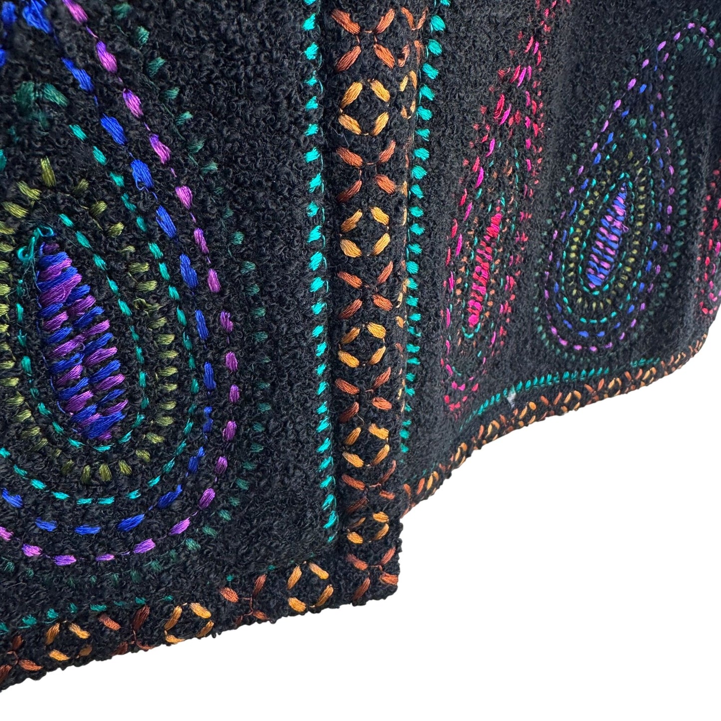 Linea By Louis Dell'Olio Black Embroidered Cardigan Jacket S Wool Blend New Tags