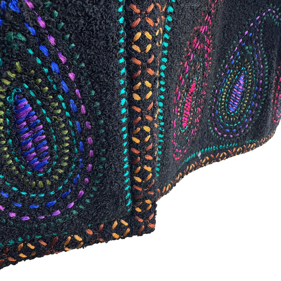 Linea By Louis Dell'Olio Black Embroidered Cardigan Jacket S Wool Blend New Tags