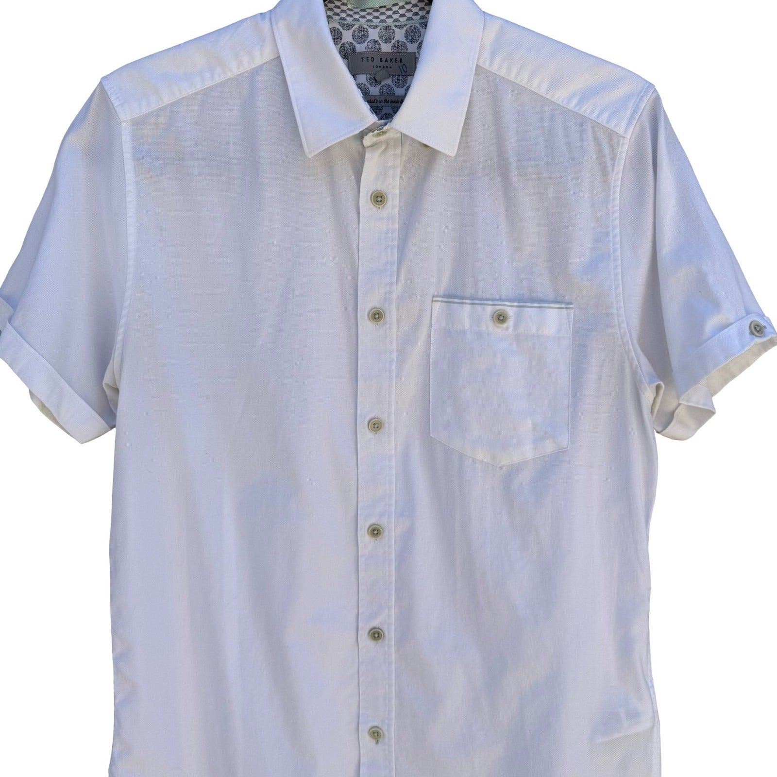 Ted Baker London Mens S Wallabi White Button Down Shirt Minimalist Preppy Summer