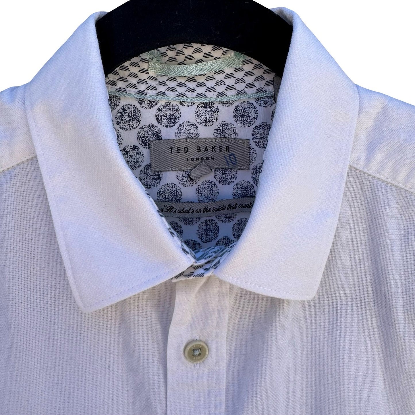 Ted Baker London Mens S Wallabi White Button Down Shirt Minimalist Preppy Summer