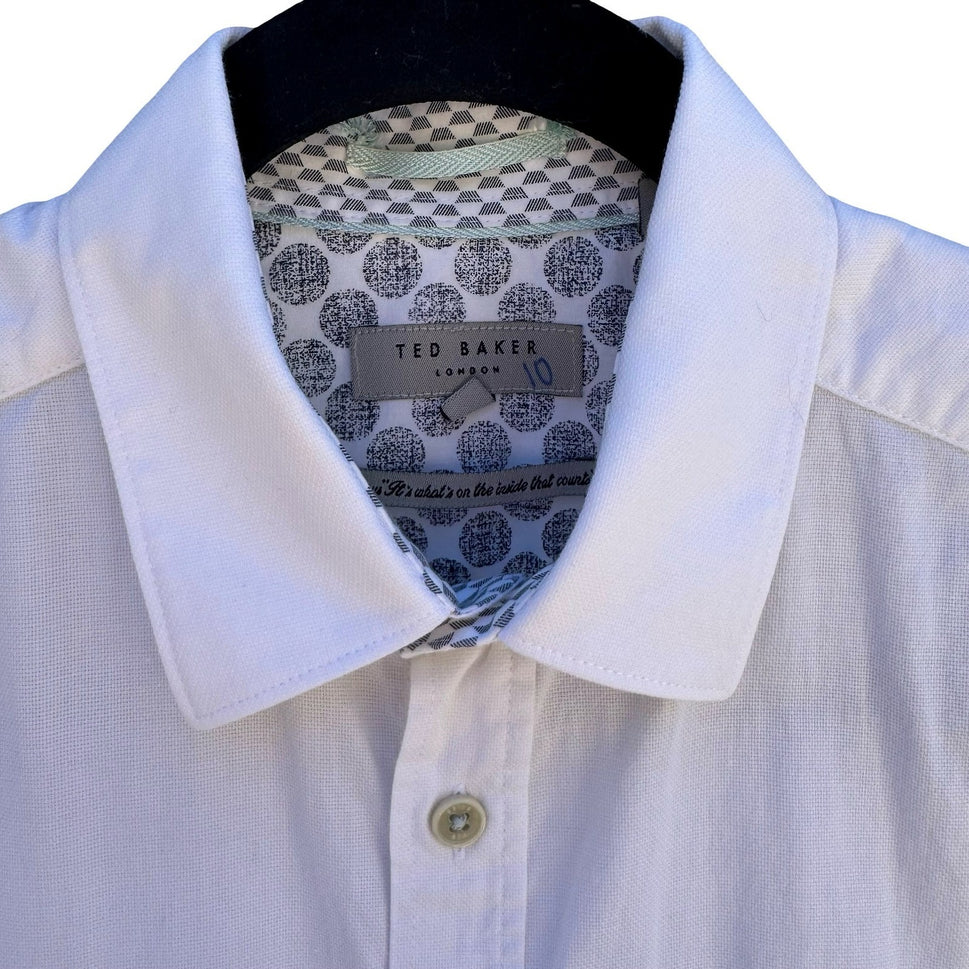 Ted Baker London Mens S Wallabi White Button Down Shirt Minimalist Preppy Summer