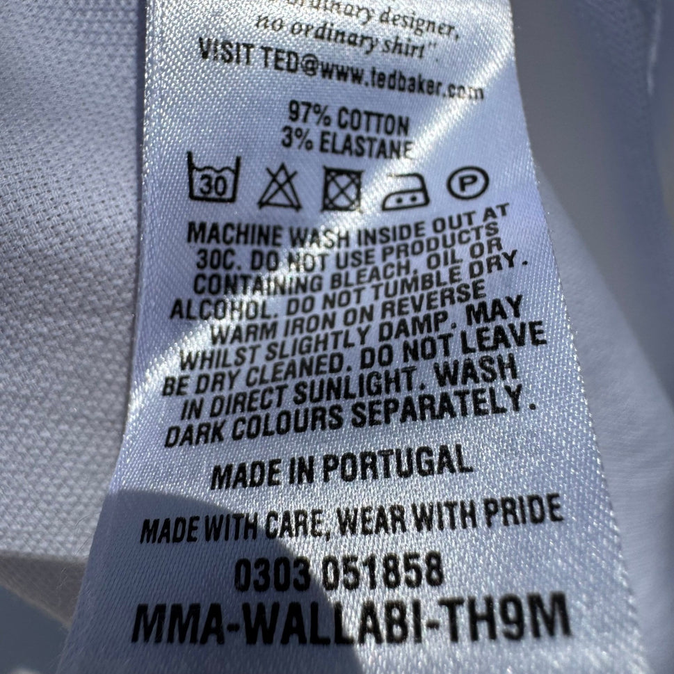 Ted Baker London Mens S Wallabi White Button Down Shirt Minimalist Preppy Summer
