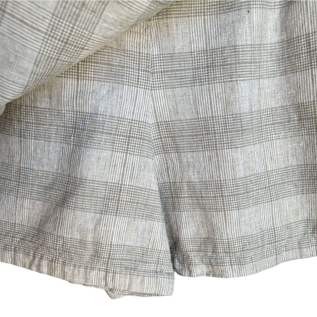 Bentley Vintage Y2K Women's Beige Plaid Linen Blend High Waist Skort - 13/14