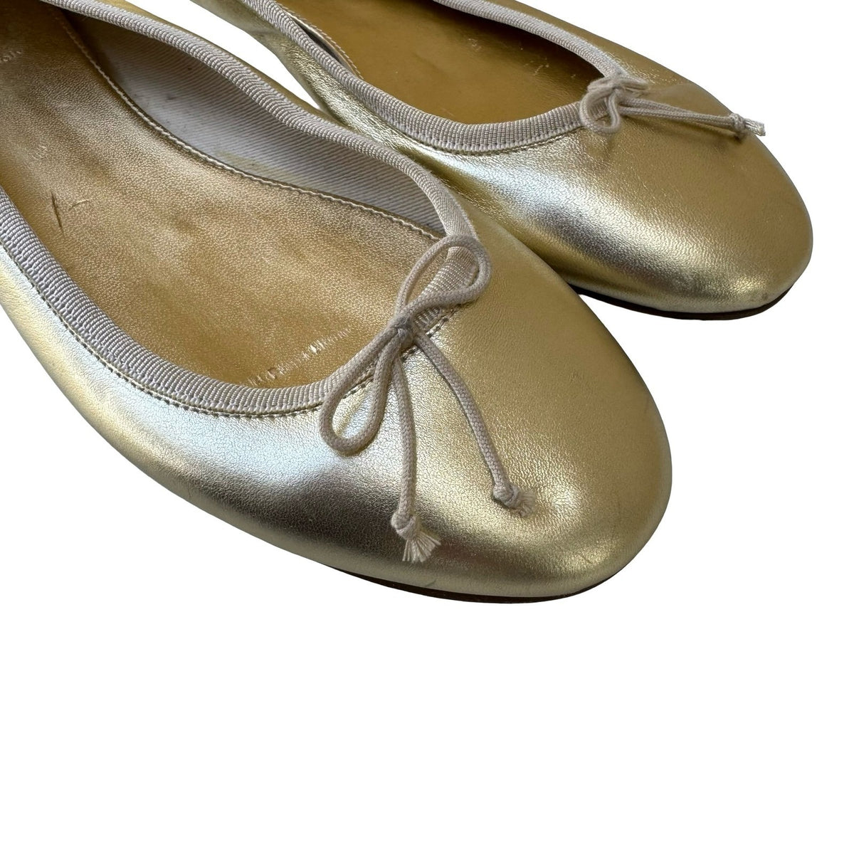 J.Crew Metallic Italian Leather Balletcore Feminine Bow Flats Gold Womens 11