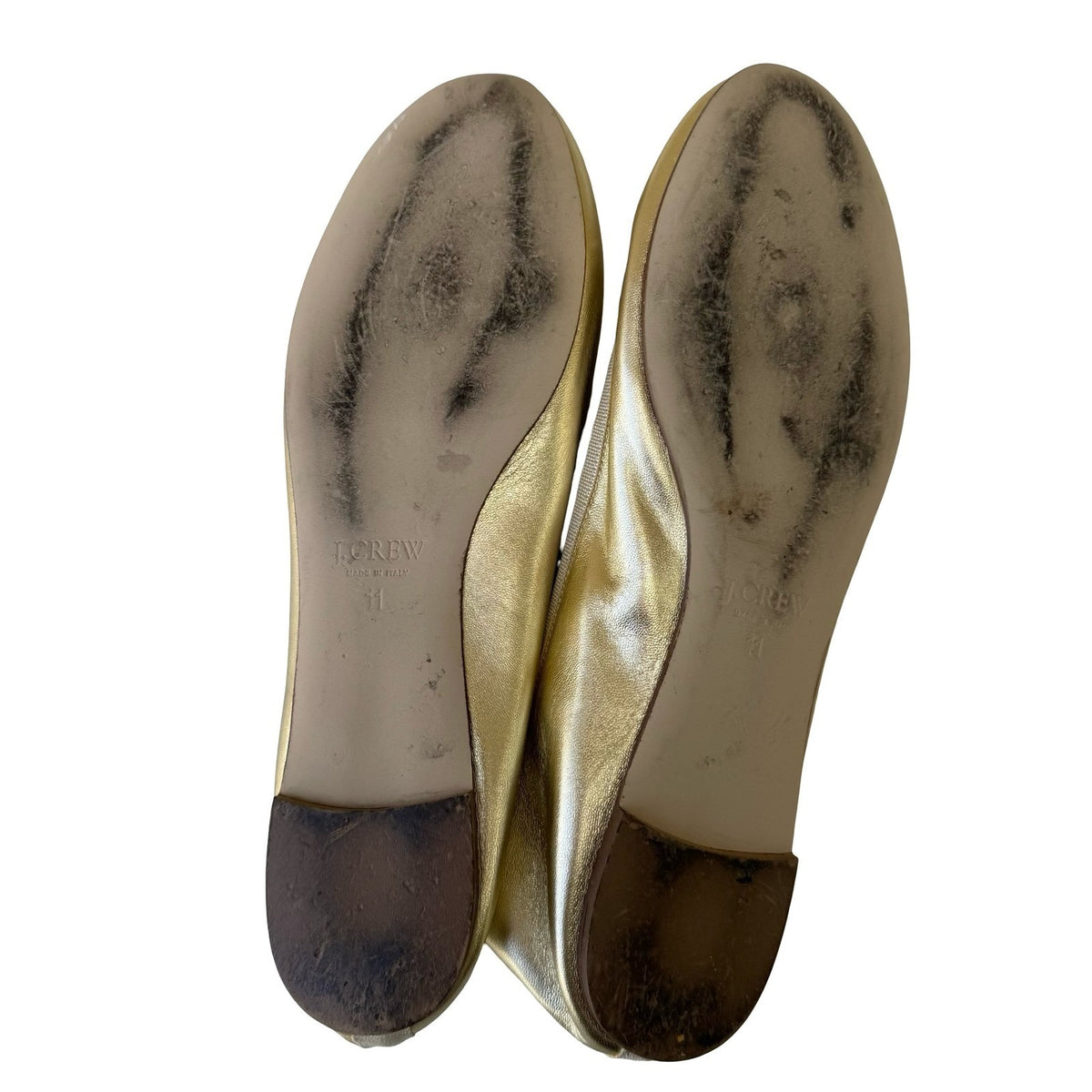 J.Crew Metallic Italian Leather Balletcore Feminine Bow Flats Gold Womens 11