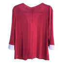 Switch Citiknits QVC Pink Slinky Stretch Zip Front Women&#39;s Contrast Cuff Shirt Blouse 3 image