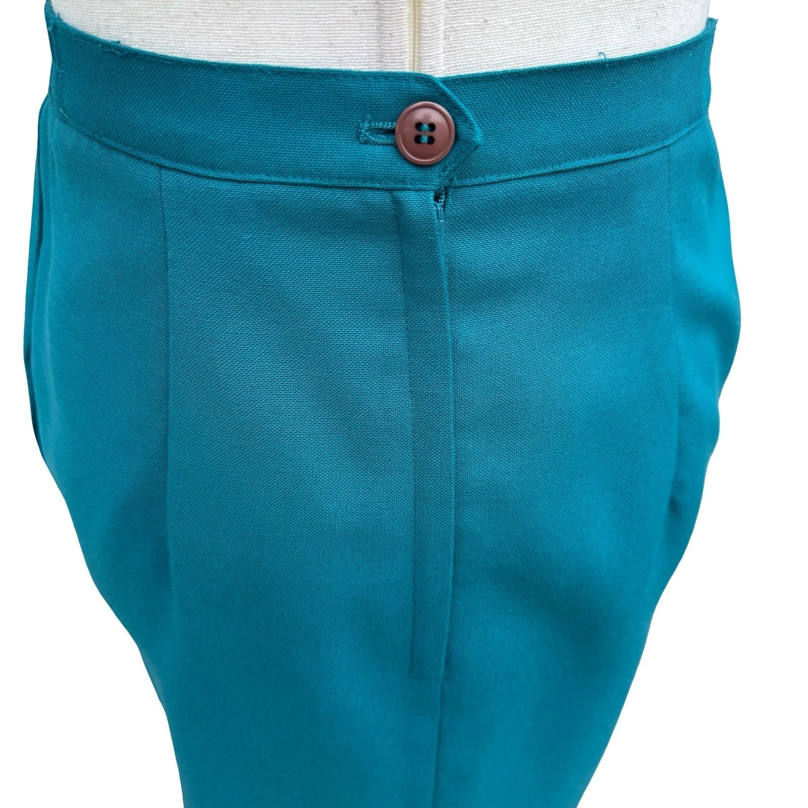 Morgan Miller Vintage 90s Teal Asymmetrical Peplum Blazer Skirt Power Suit Set 4